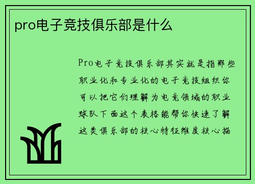 pro电子竞技俱乐部是什么